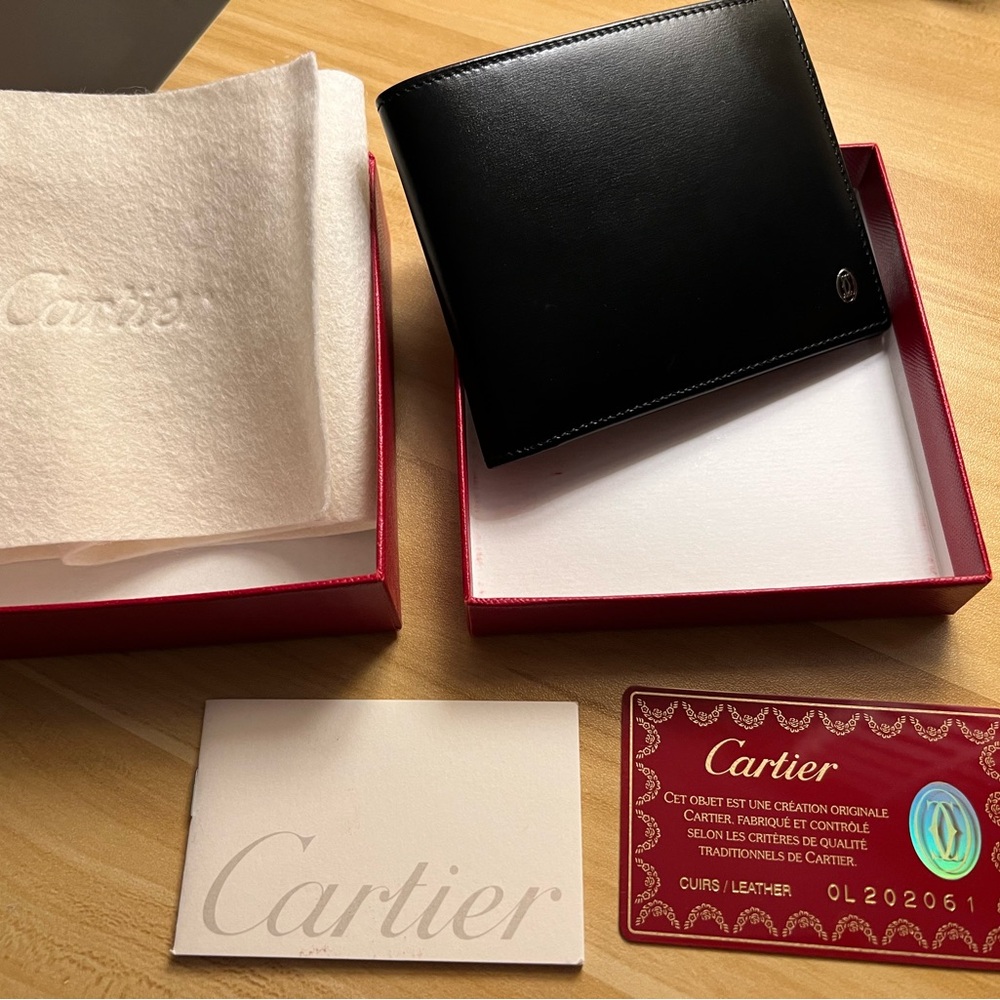 Cartier Authentic Wallet Bifold Black Silver Men’s